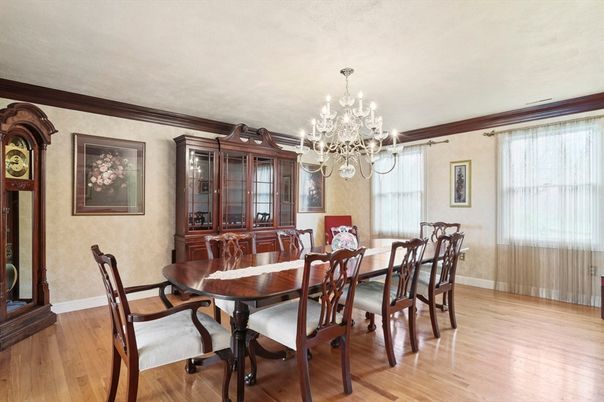 Chandelier, Dining room, Interior, Wood Texture Flooring