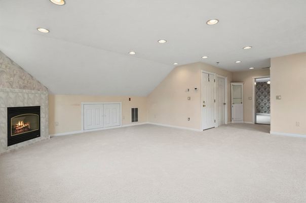 Empty room, Fireplace, Interior, Recessed Lighting