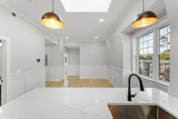 Interior, Kitchen, Pendant Lights, Recessed Lighting, Wood Texture Flooring