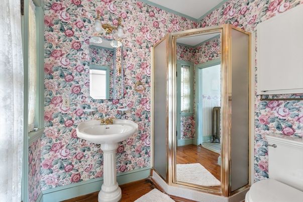 Bathroom, Glass Shower, Interior, Wood Texture Flooring
