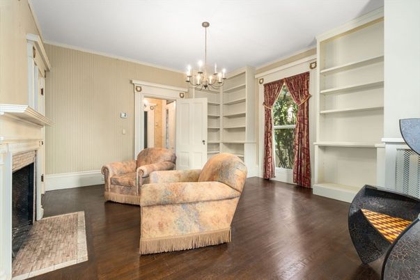 Chandelier, Fireplace, Interior, Living room, Wood Texture Flooring