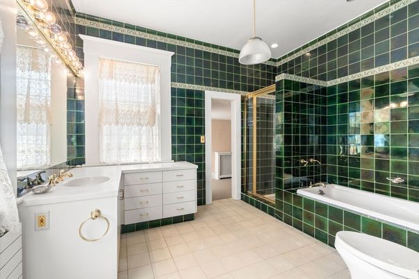 Bathroom, Glass Shower, Interior, Pendant Lights