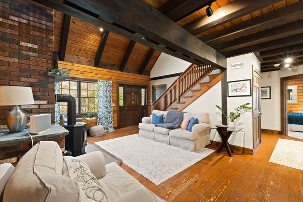 Interior, Living room, Stone Walls, Wooden Beams, Wooden Ceilings, Wood Texture Flooring