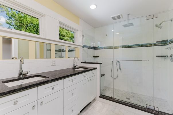 Bathroom, Glass Shower, Interior, Recessed Lighting