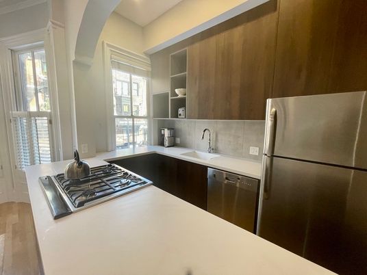 Interior, Kitchen, Recessed Lighting, Wood Texture Flooring