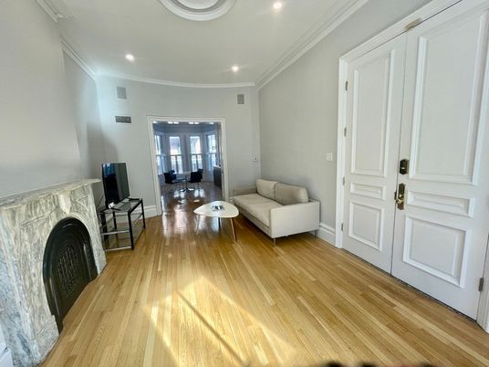 Fireplace, Interior, Recessed Lighting, Wood Texture Flooring