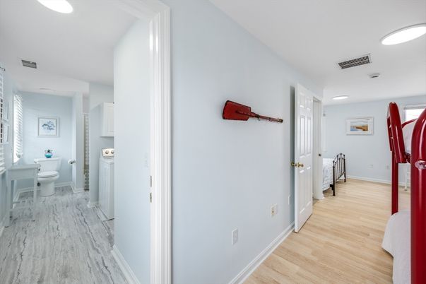 Bathroom, Interior, Recessed Lighting, Wood Texture Flooring