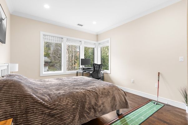 Bedroom, Home Office, Interior, Recessed Lighting, Wood Texture Flooring