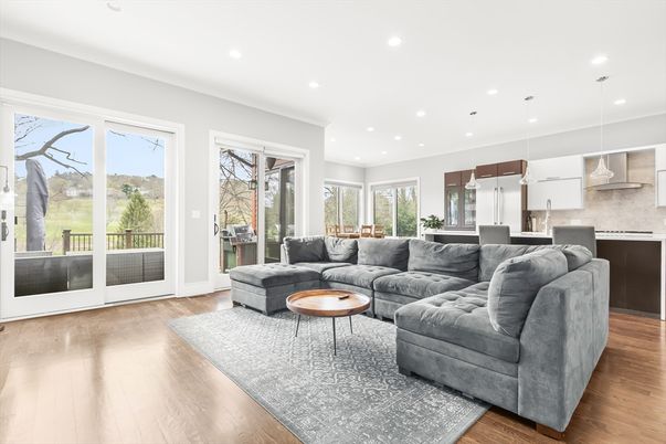 Interior, Kitchen, Living room, Pendant Lights, Recessed Lighting, Wood Texture Flooring