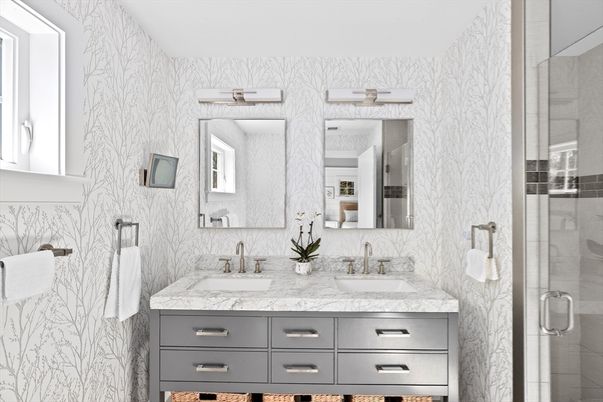 Bathroom, Dual Sink Vanities, Glass Shower, Interior