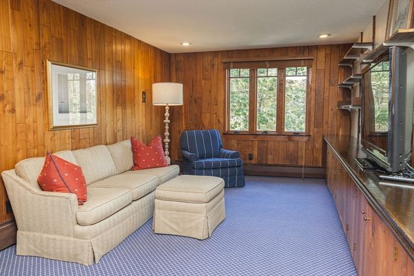 Interior, Living room, Recessed Lighting, Wooden Walls