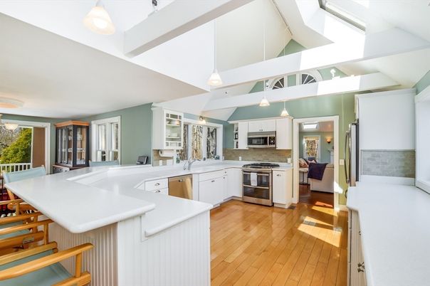 Interior, Kitchen, Pendant Lights, Stainless Steel Appliances, Wood Texture Flooring
