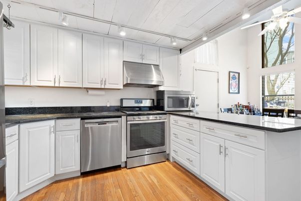 Interior, Kitchen, Stainless Steel Appliances, Wood Texture Flooring