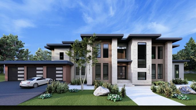 Attached, Exterior, Facade, Modern