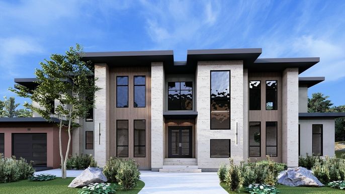 Attached, Exterior, Facade, Modern