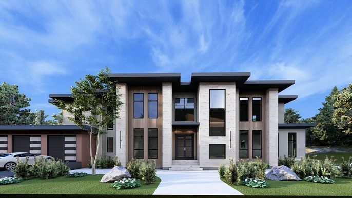 Attached, Exterior, Facade, Modern
