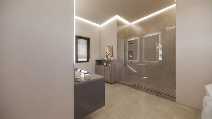 Bathroom, Glass Shower, Interior
