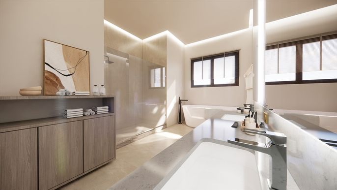 Bathroom, Glass Shower, Interior