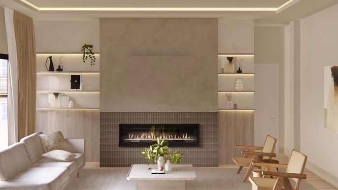 Fireplace, Interior, Wood Texture Flooring