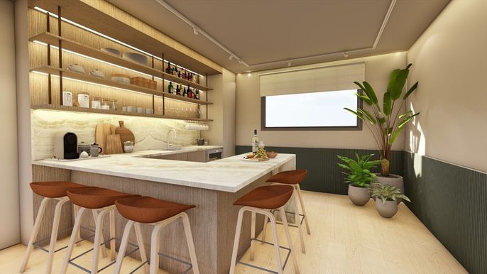 Interior, Recessed Lighting, Wood Texture Flooring