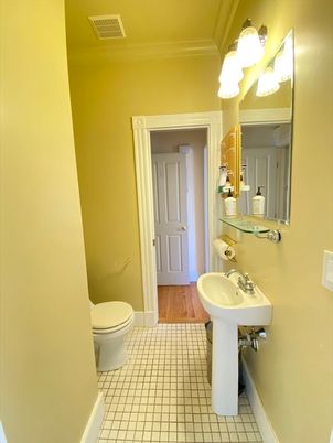 Bathroom, Interior, Tile Countertops, Wood Texture Flooring