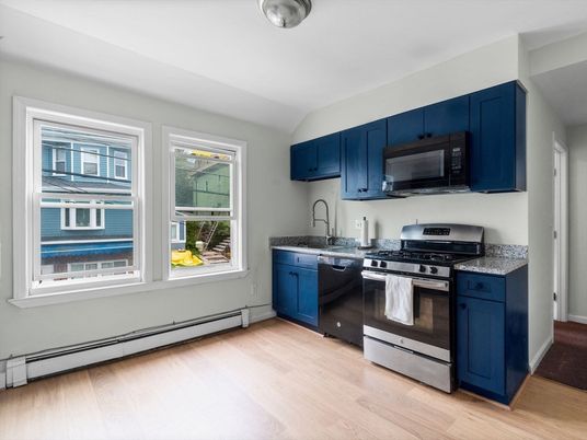 Interior, Kitchen, Stainless Steel Appliances, Wood Texture Flooring