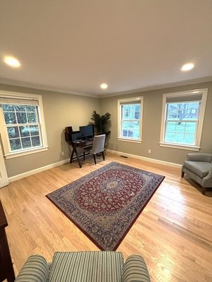 Home Office, Interior, Recessed Lighting, Wood Texture Flooring