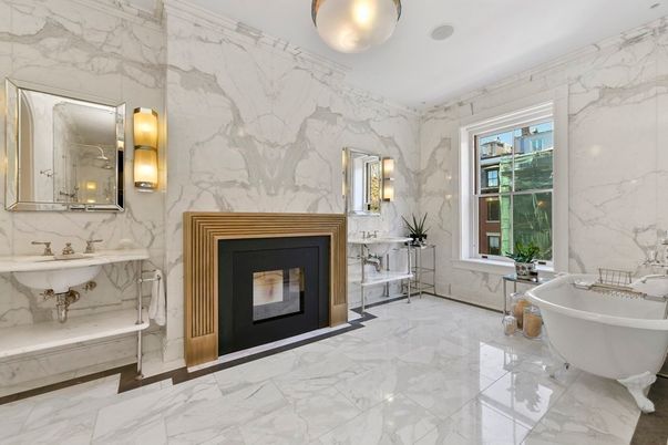 Bathroom, Free Standing Baths, Interior, Marble, Marble Walls