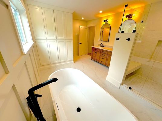 Bathroom, Dual Sink Vanities, Interior, Marble, Recessed Lighting