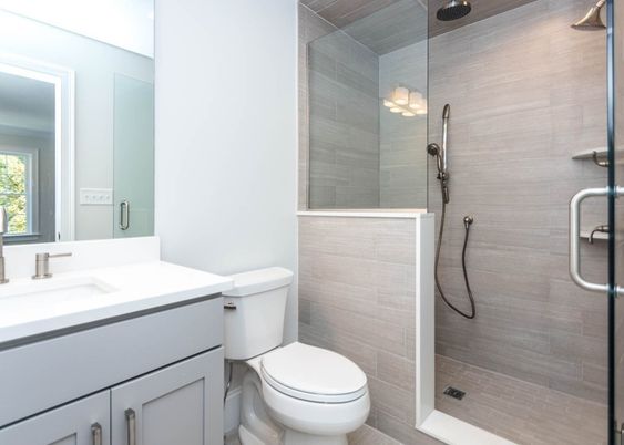 Bathroom, Glass Shower, Interior, Pendant Lights