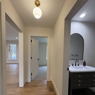 Bathroom, Interior, Recessed Lighting, Wood Texture Flooring