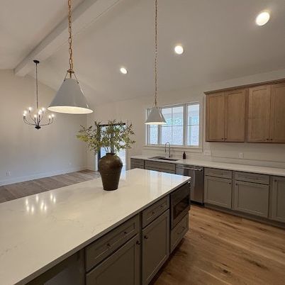 Interior, Kitchen, Pendant Lights, Recessed Lighting, Wood Texture Flooring
