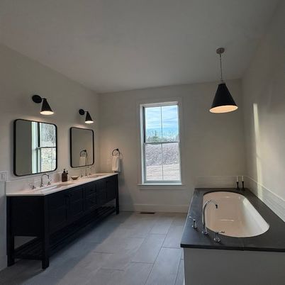 Bathroom, Dual Sink Vanities, Interior, Pendant Lights