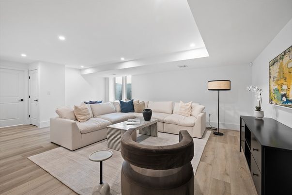 Interior, Living room, Recessed Lighting, Wood Texture Flooring