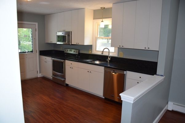 Interior, Kitchen, Pendant Lights, Stainless Steel Appliances, Wood Texture Flooring