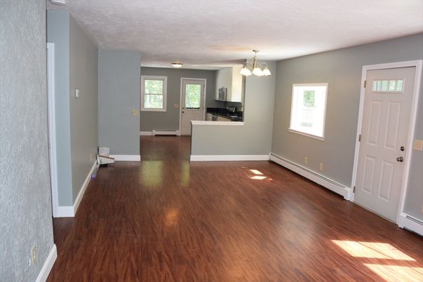 Chandelier, Empty room, Fireplace, Interior, Wood Texture Flooring