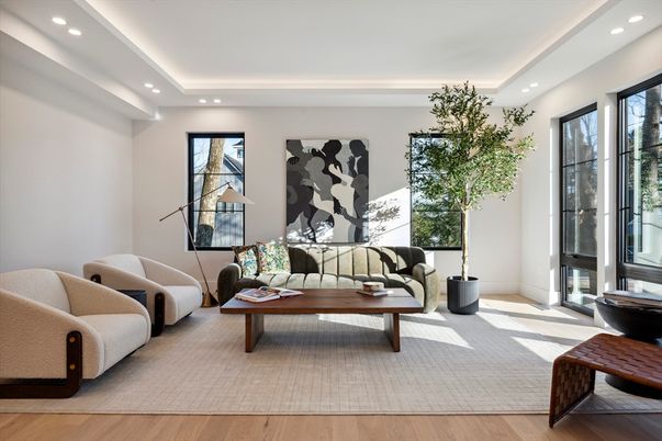 Interior, Living room, Recessed Lighting, Wood Texture Flooring