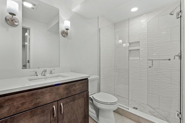 Bathroom, Glass Shower, Interior, Recessed Lighting