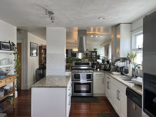 Interior, Kitchen, Stainless Steel Appliances, Wood Texture Flooring