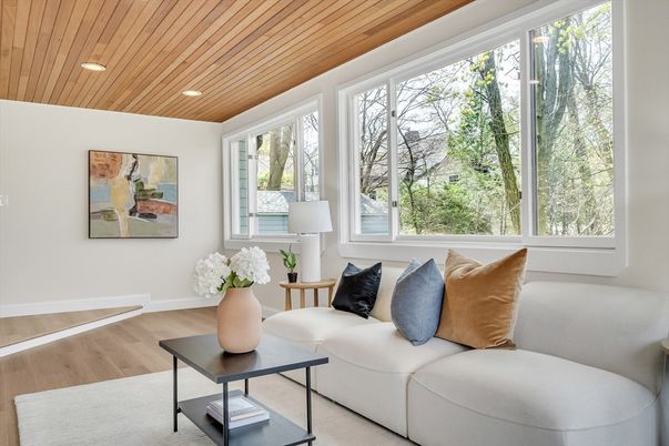 Interior, Living room, Recessed Lighting, Wooden Ceilings, Wood Texture Flooring