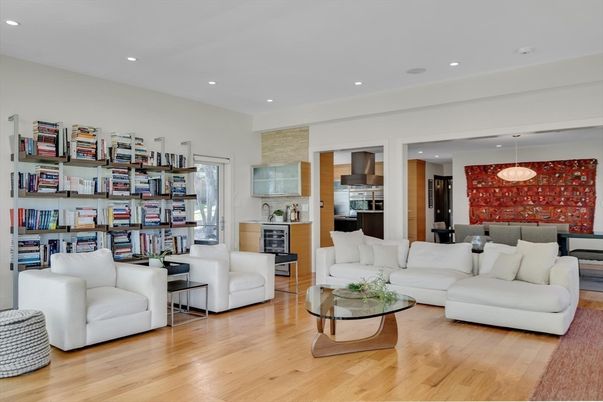 Interior, Kitchen, Living room, Pendant Lights, Recessed Lighting, Stainless Steel Appliances, Wood Texture Flooring