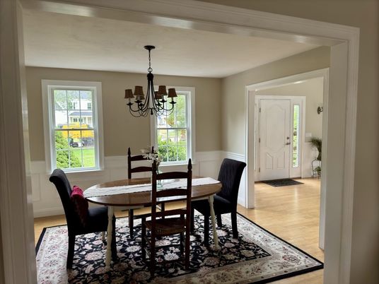Chandelier, Dining room, Interior, Wood Texture Flooring