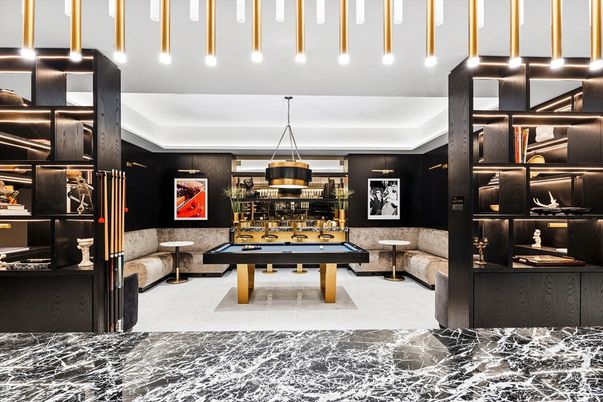 Billiard Table, Game Room, Interior, Pendant Lights