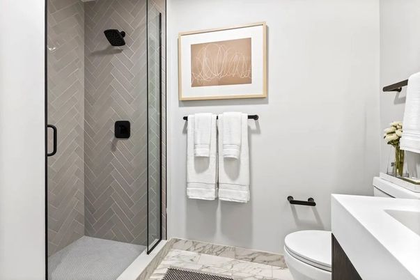 Bathroom, Glass Shower, Interior, Marble