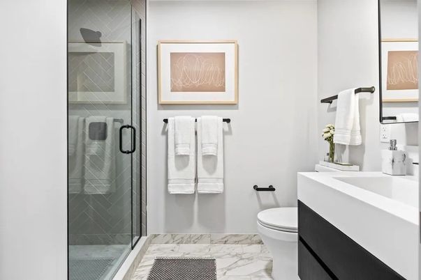 Bathroom, Glass Shower, Interior, Marble
