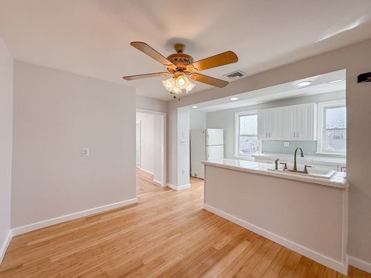 Interior, Kitchen, Recessed Lighting, Wood Texture Flooring