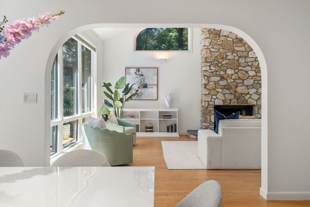 Fireplace, Interior, Living room, Stone Walls, Wood Texture Flooring