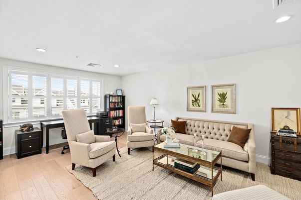 Home Office, Interior, Living room, Recessed Lighting, Wood Texture Flooring