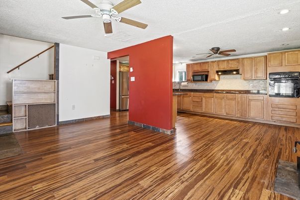 Interior, Kitchen, Recessed Lighting, Wood Texture Flooring