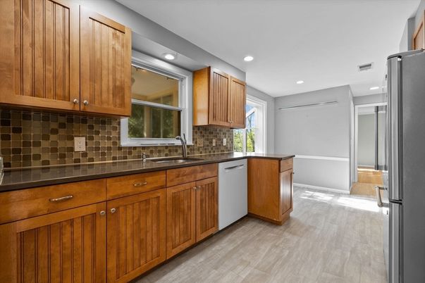 Interior, Kitchen, Recessed Lighting, Wood Texture Flooring